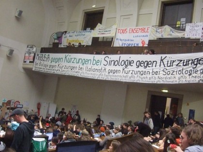 Studiengebühren, adieu! Eine Protestaktion im Audimax der LMU 2009 (Foto: muenchenblogger)